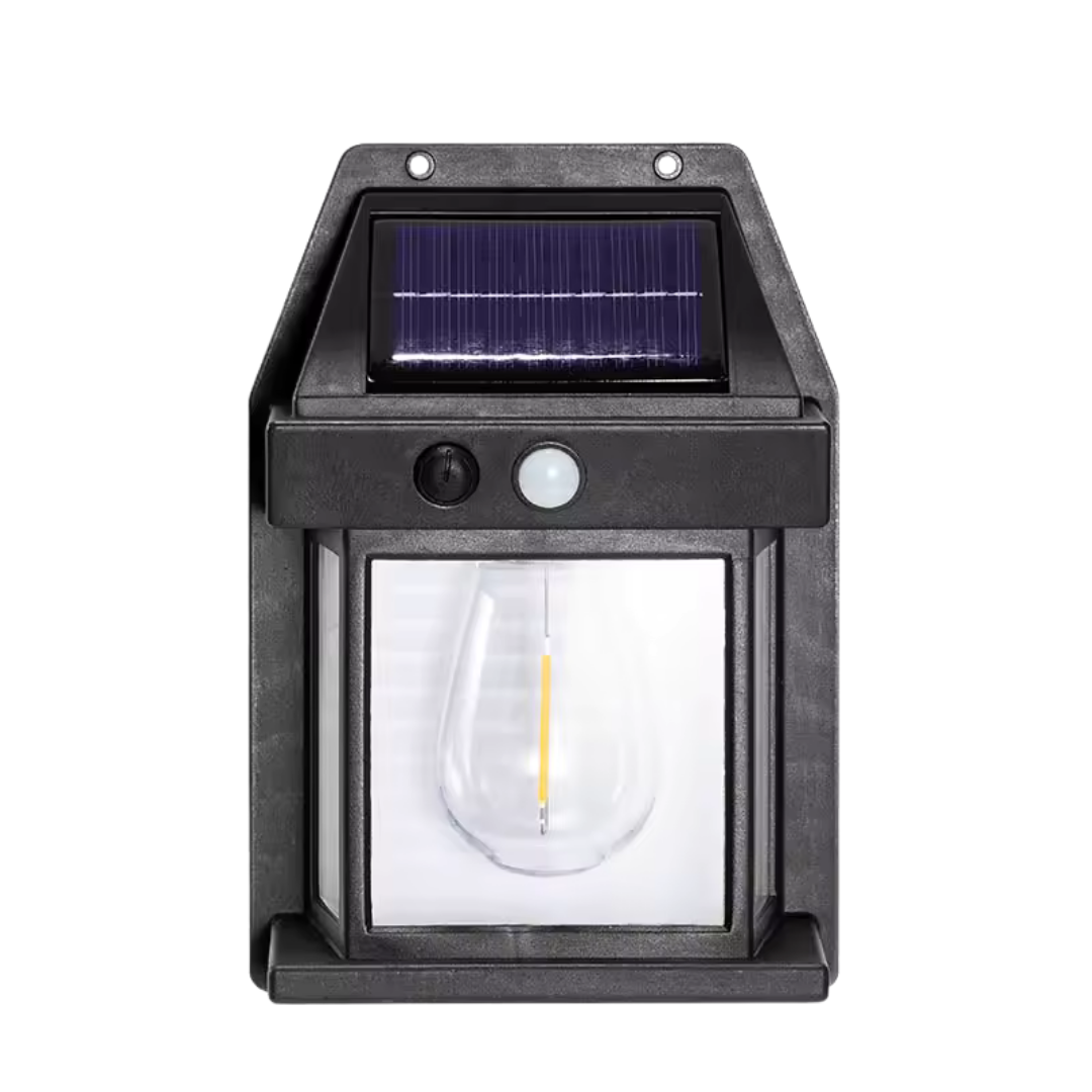 Vista frontal del foco solar con sensor