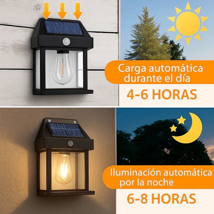 Detalle del sensor de movimiento y panel solar