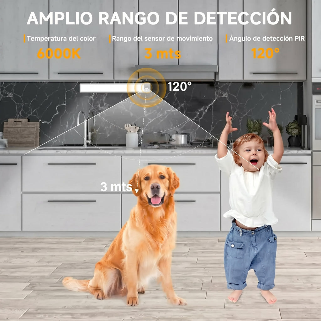 Amplio rango de detección del sensor (3 metros)