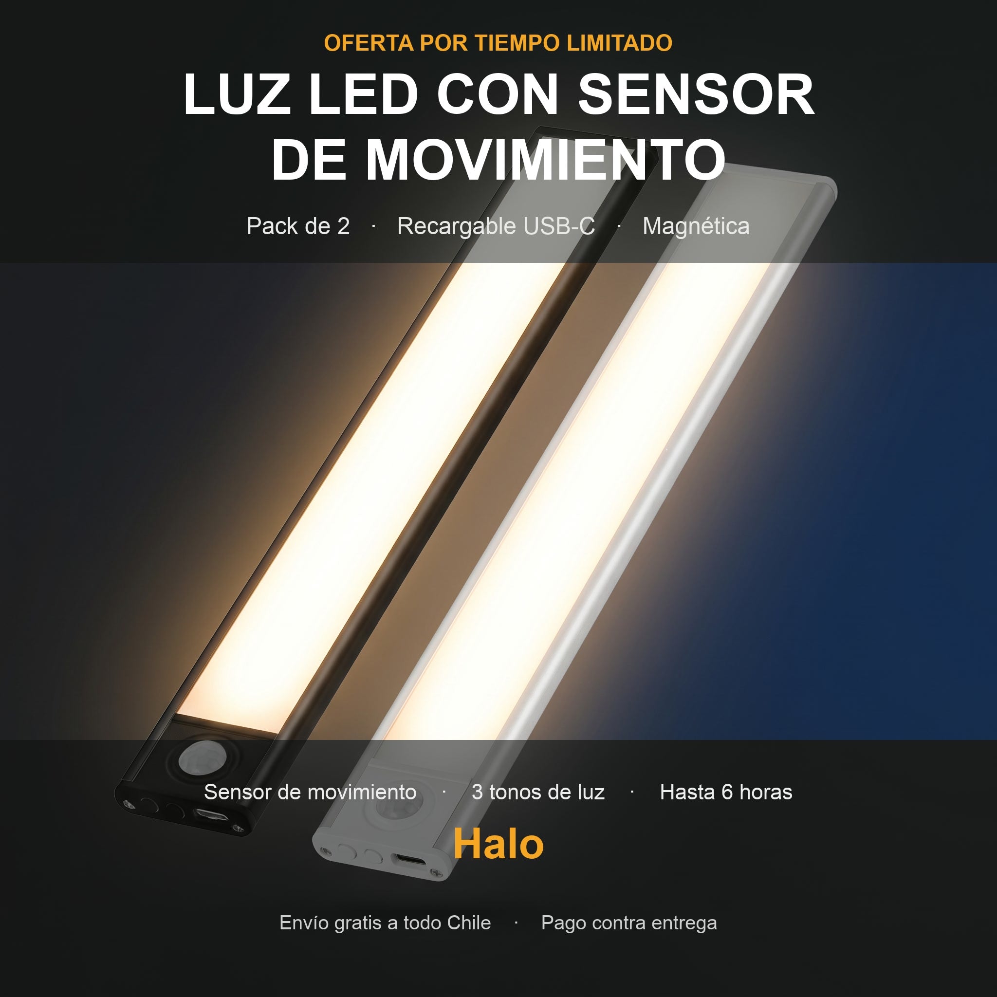 Luz LED con sensor de movimiento - Pack de 2 - Halo